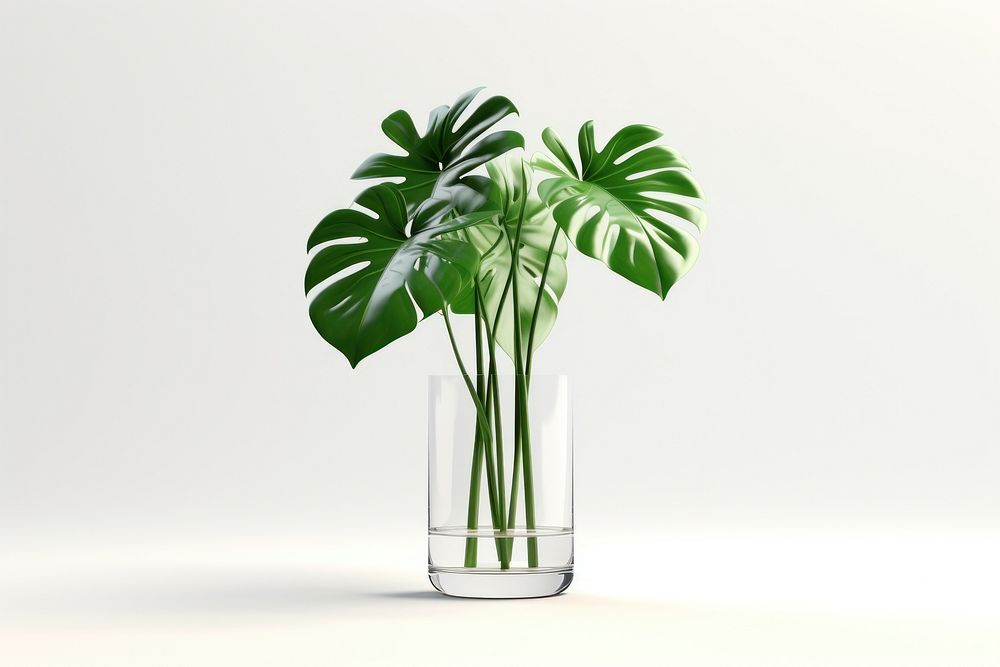 Vase plant glass leaf. AI generated Image by rawpixel.