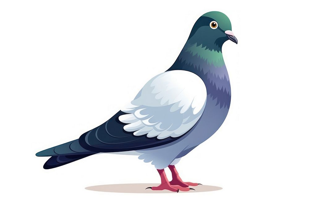 Pigeon animal bird white background. 