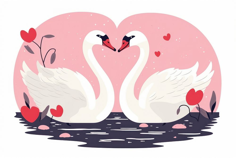 Swan flamingo drawing animal. AI generated Image by rawpixel.