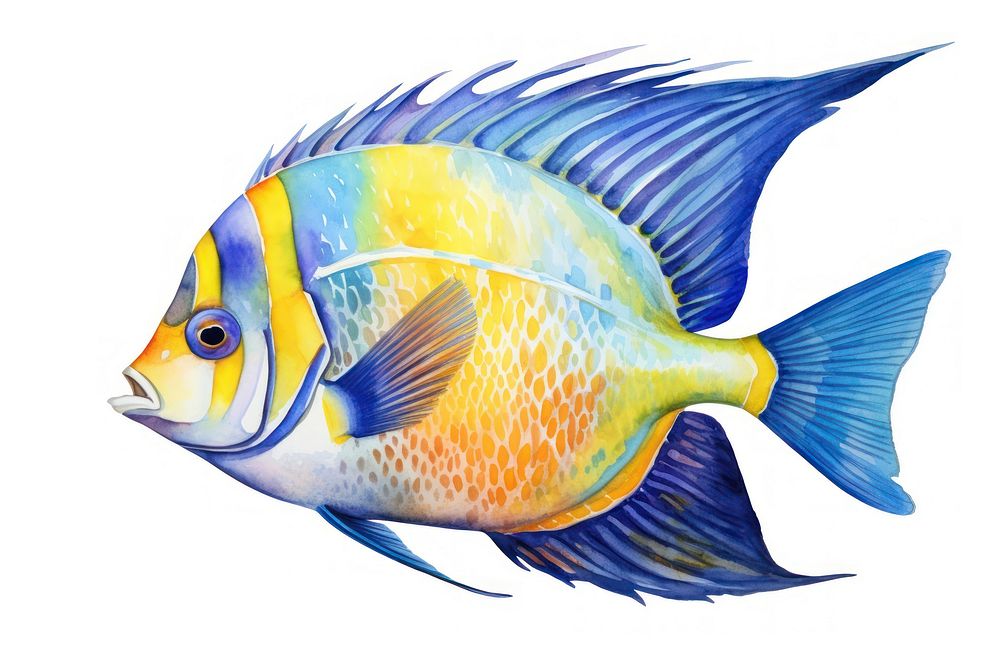 Fish angelfish drawing animal. AI generated Image by rawpixel.