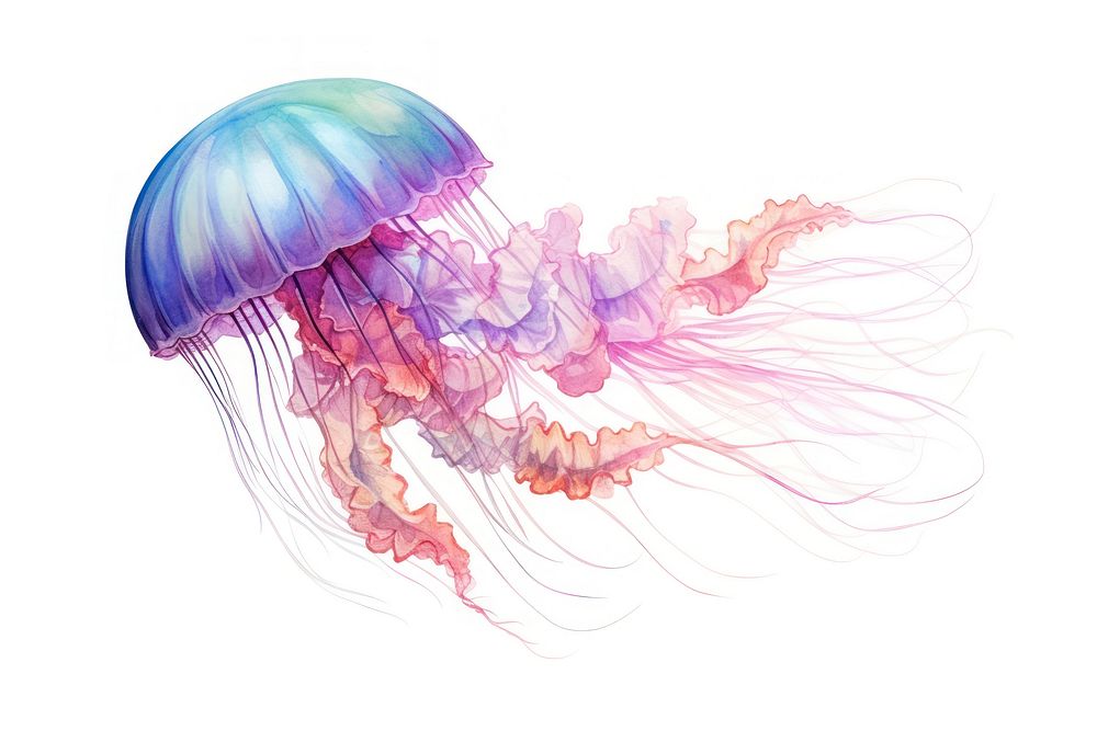Jellyfish drawing animal invertebrate. AI generated Image by rawpixel.