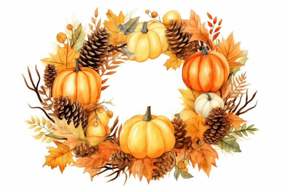 Pumpkin wreath vegetable autumn. AI generated Image by rawpixel.