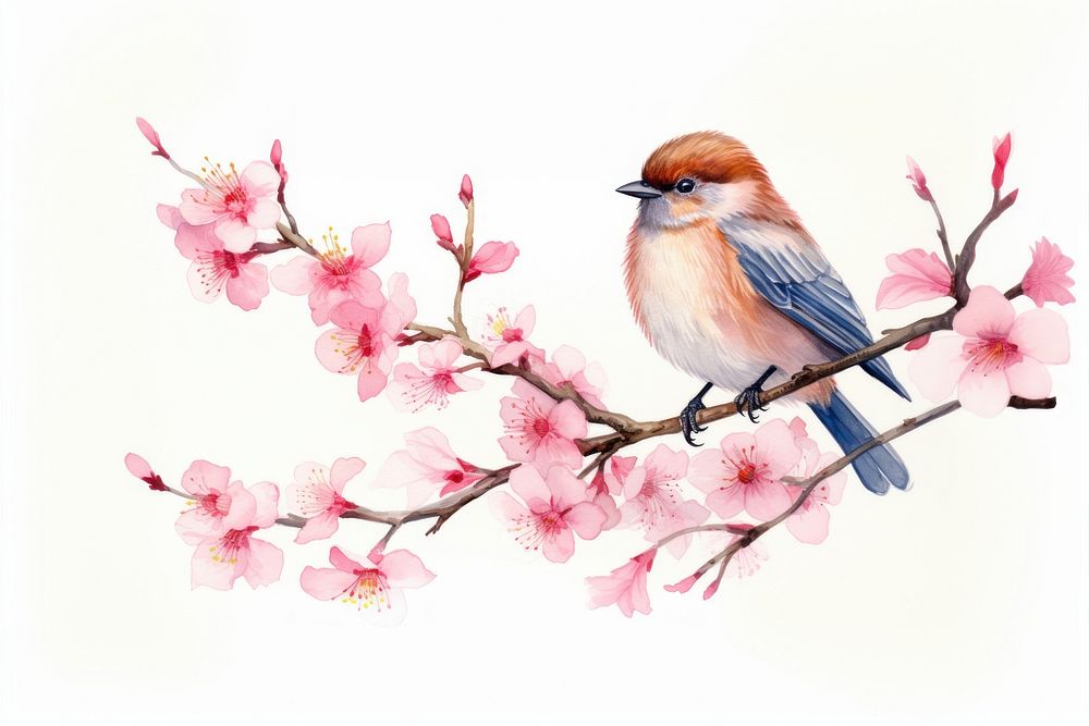 Bird outdoors blossom flower. AI generated Image by rawpixel.
