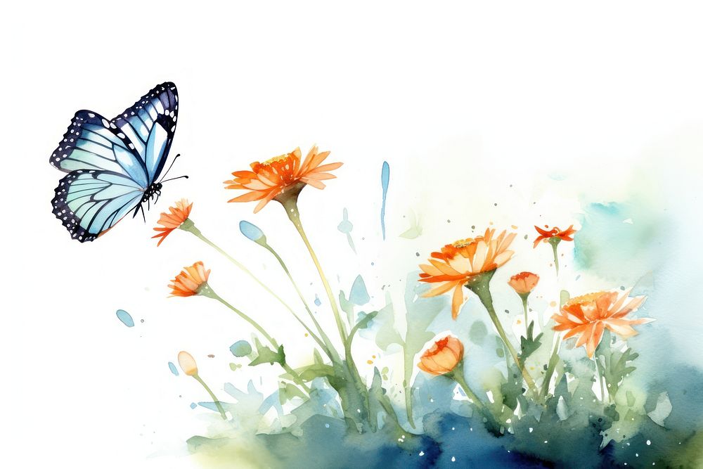 Butterfly flower outdoors insect. AI generated Image by rawpixel.