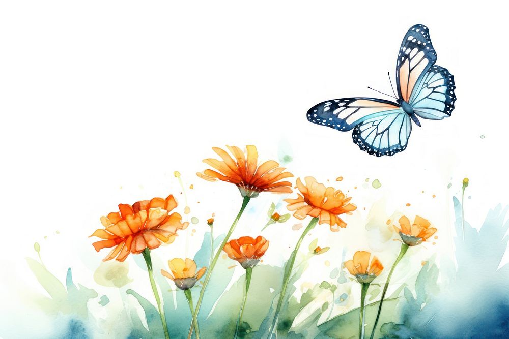 Butterfly flower outdoors nature. AI generated Image by rawpixel.