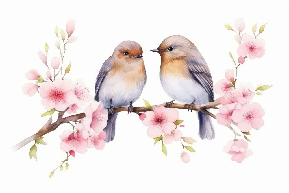 Flower bird plant springtime. AI generated Image by rawpixel.