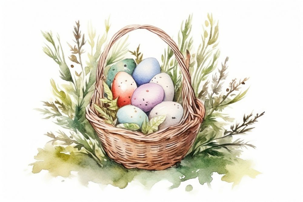 Basket egg easter paper. AI generated Image by rawpixel.
