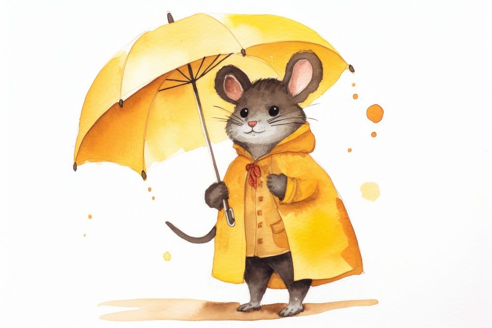 Umbrella raincoat cartoon mammal. AI generated Image by rawpixel.
