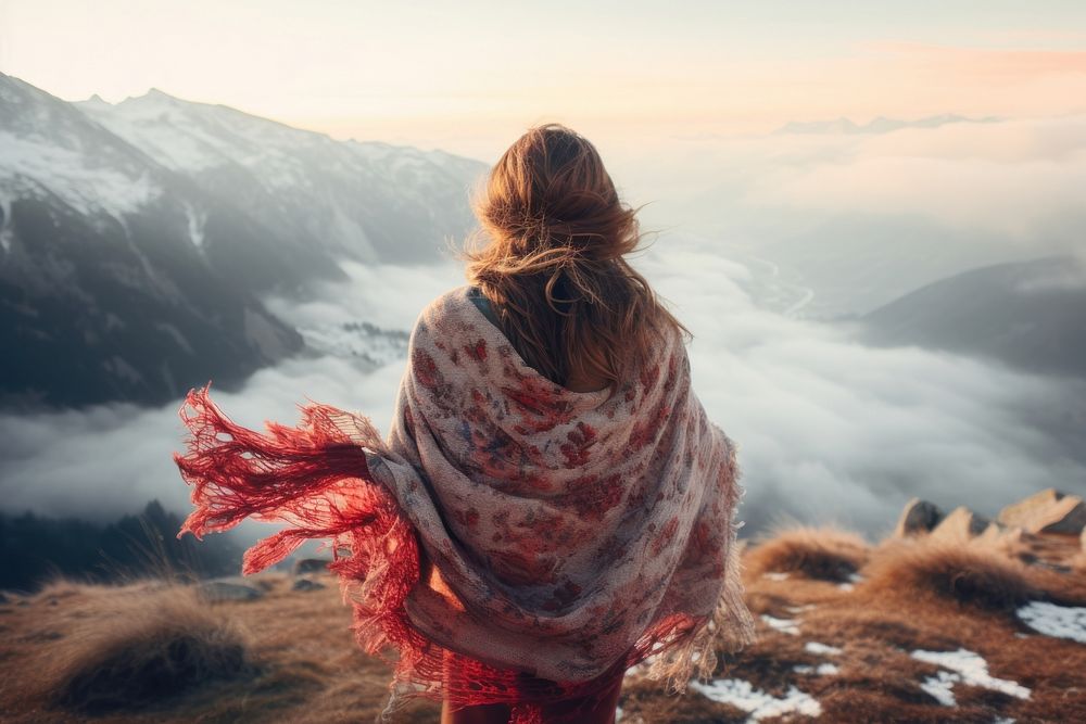Scarf landscape outdoors portrait.