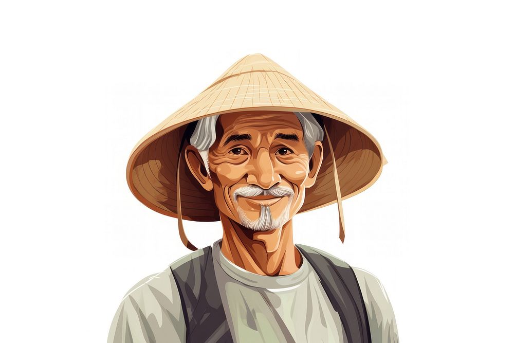 Portrait cartoon drawing farmer. AI generated Image by rawpixel.