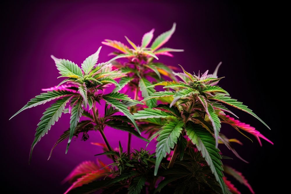 Purple plant cannabis leaf. AI generated Image by rawpixel.