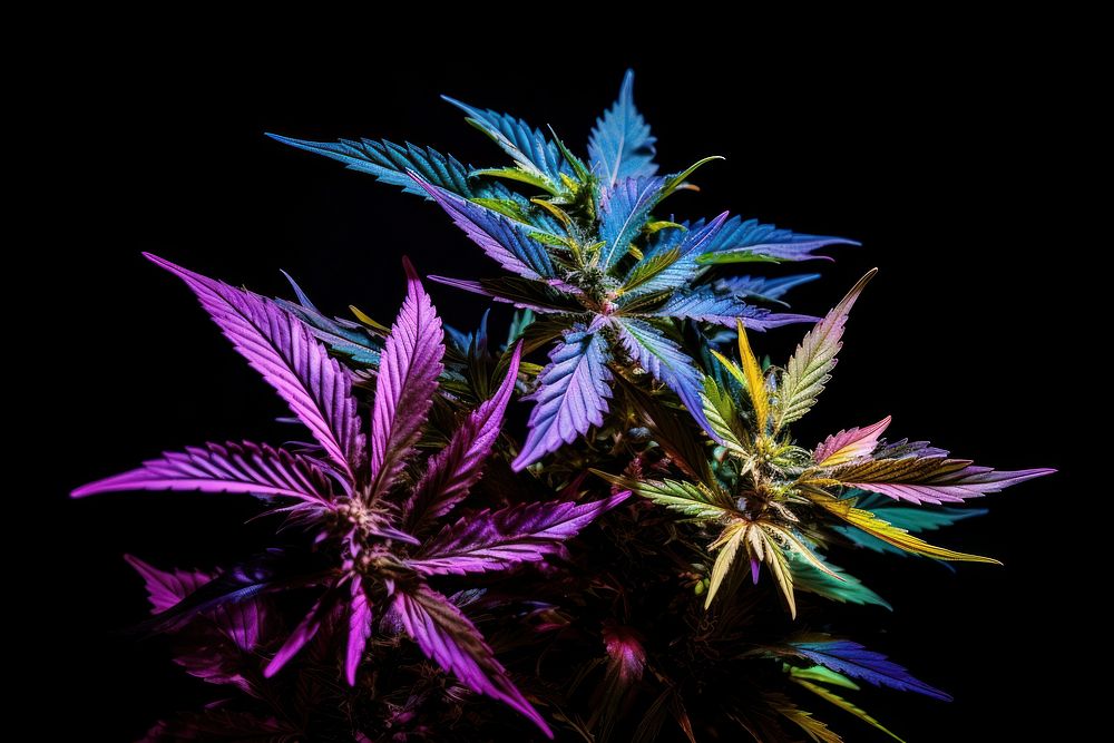 Purple plant cannabis black background. AI generated Image by rawpixel.
