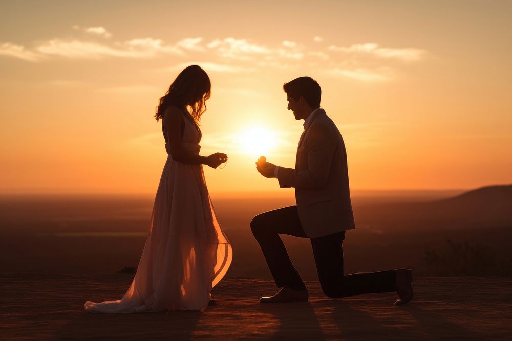 Romantic wedding sunset adult. AI generated Image by rawpixel.