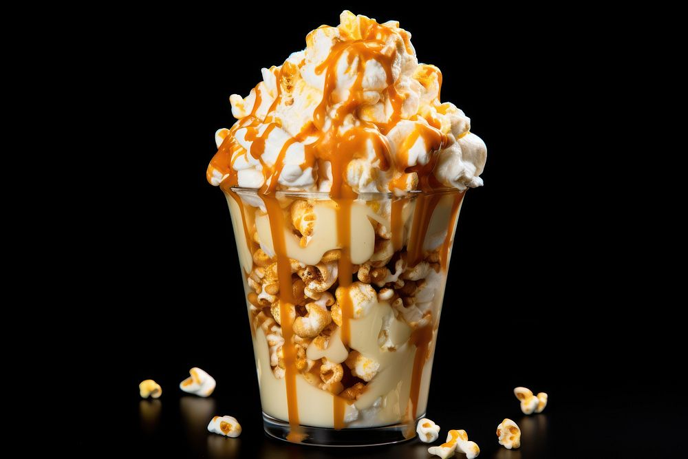 Cream popcorn dessert sundae. AI generated Image by rawpixel.