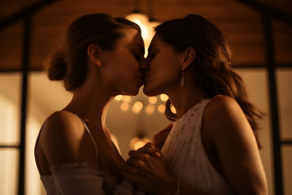 Kissing wedding photography portrait. AI generated Image by rawpixel.