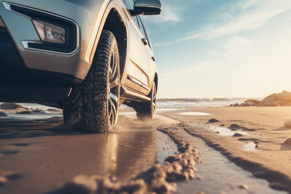 Outdoors vehicle wheel beach. 