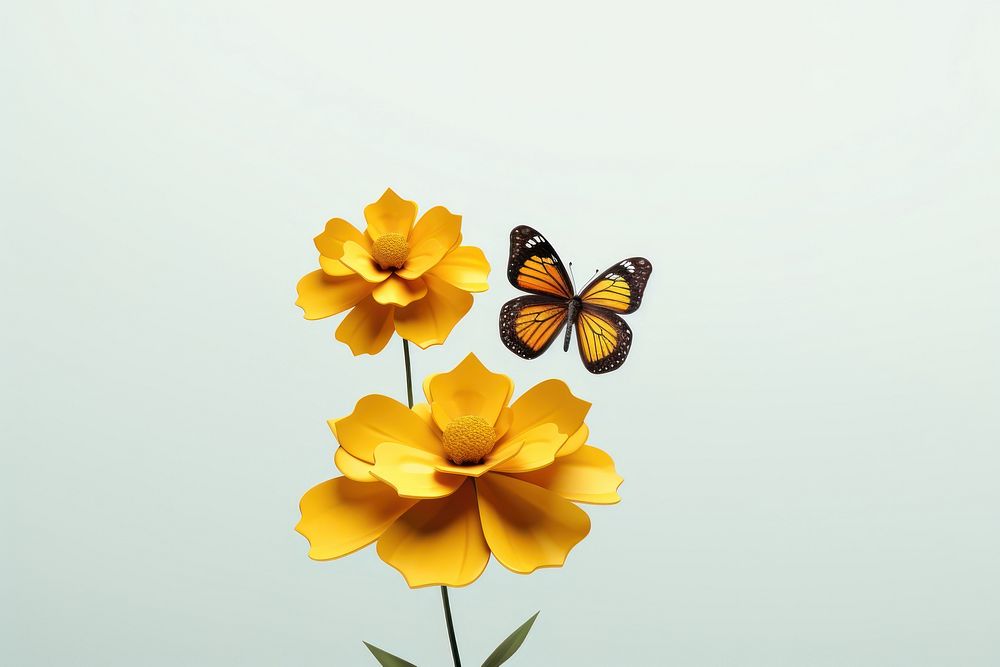 Butterfly flower animal insect. AI generated Image by rawpixel.