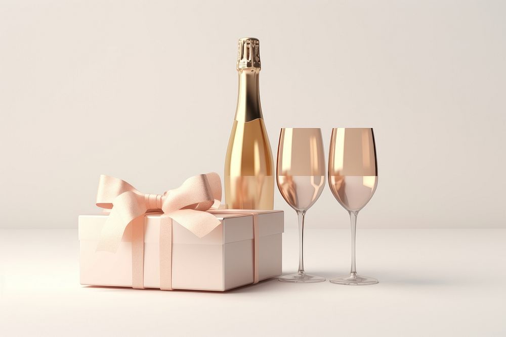 Glass champagne bottle drink. AI generated Image by rawpixel.