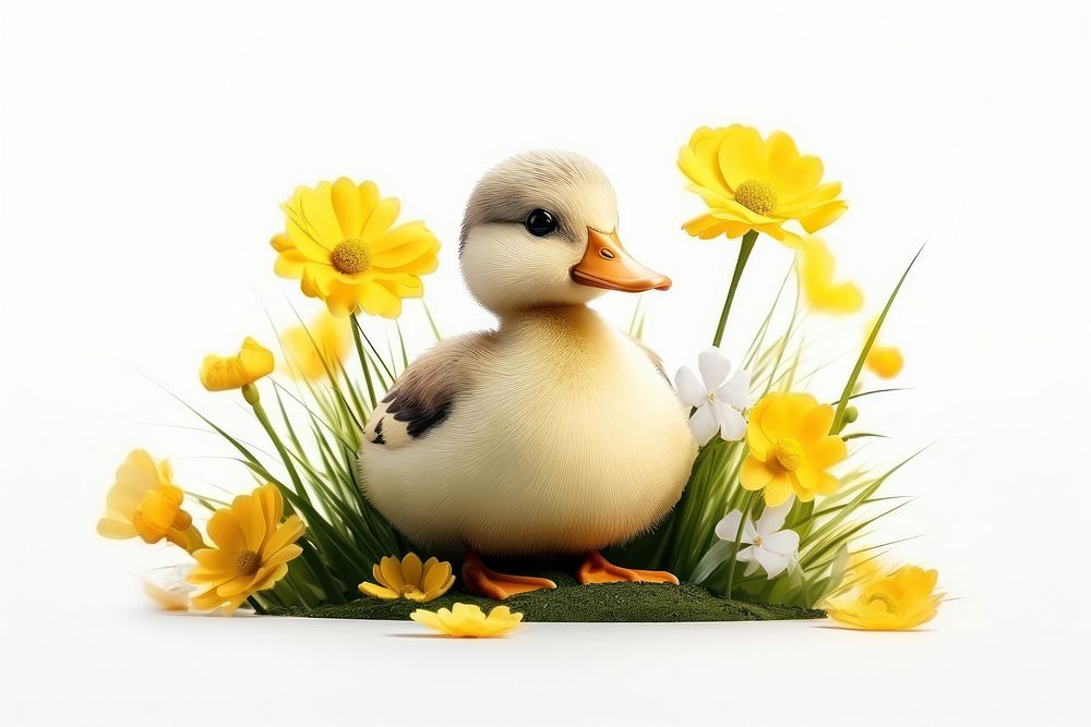 Flower duck animal plant. AI generated Image by rawpixel.