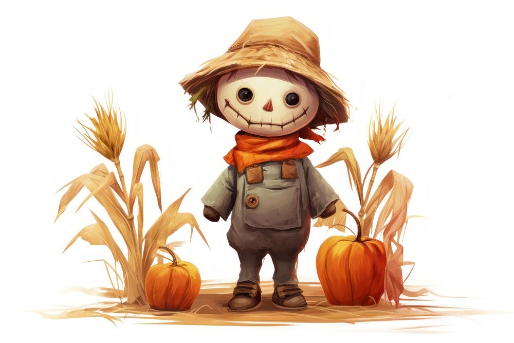 Scarecrow vegetable standing pumpkin. AI generated Image by rawpixel.