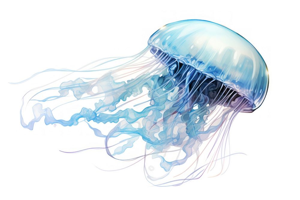 Jellyfish drawing white background invertebrate. AI generated Image by rawpixel.