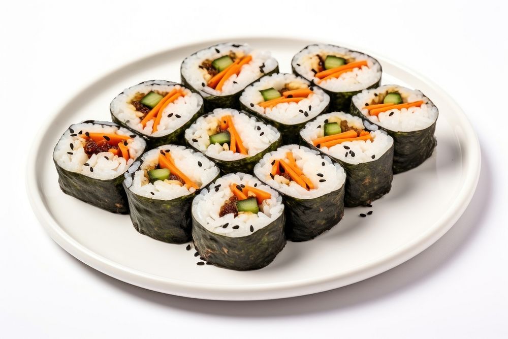 Plate food rice gimbap. AI generated Image by rawpixel.
