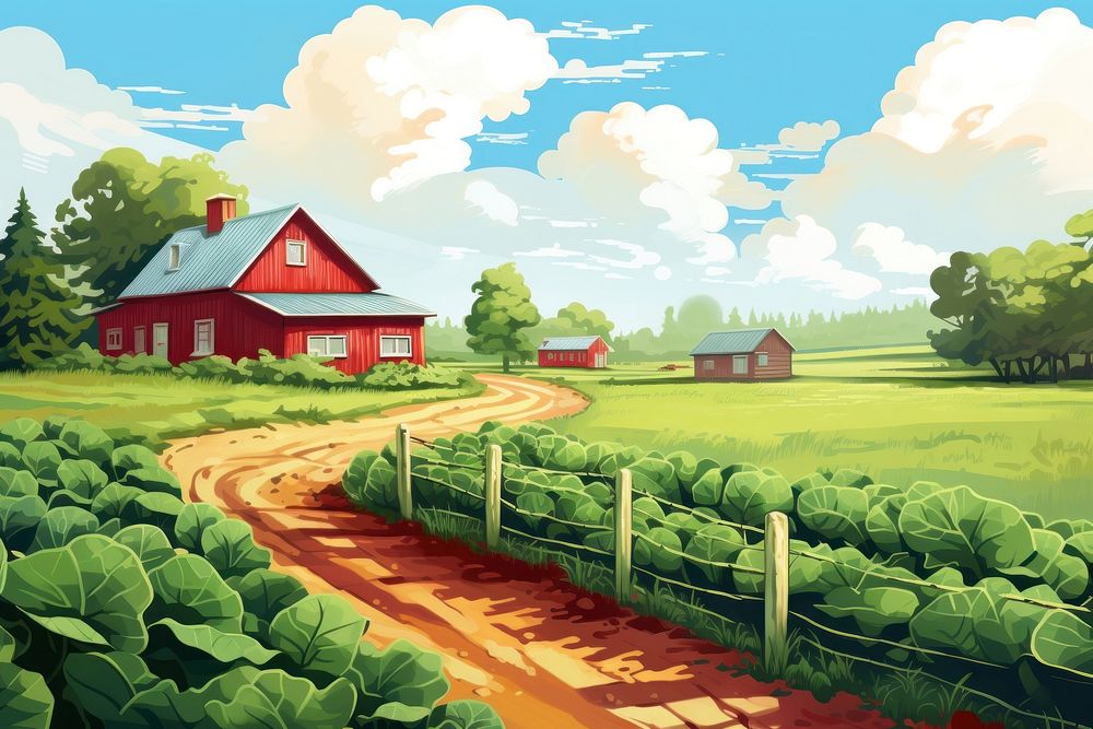 Farm architecture agriculture landscape. AI generated Image by rawpixel.