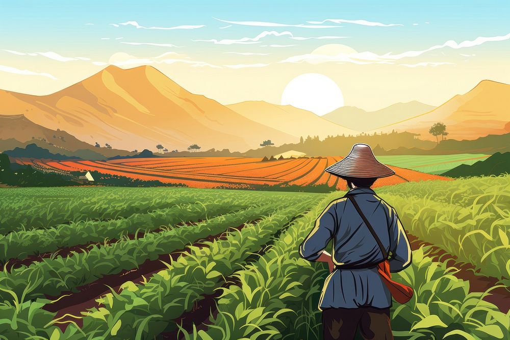 Field farm agriculture landscape. AI generated Image by rawpixel.