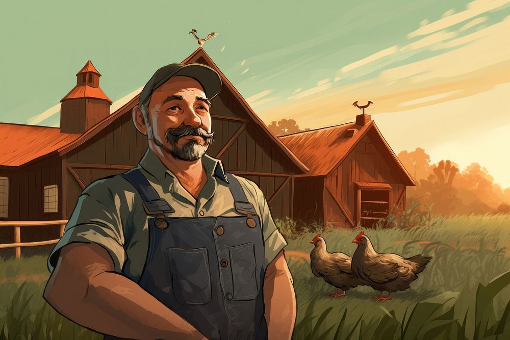 Outdoors cartoon farmer adult. AI generated Image by rawpixel.