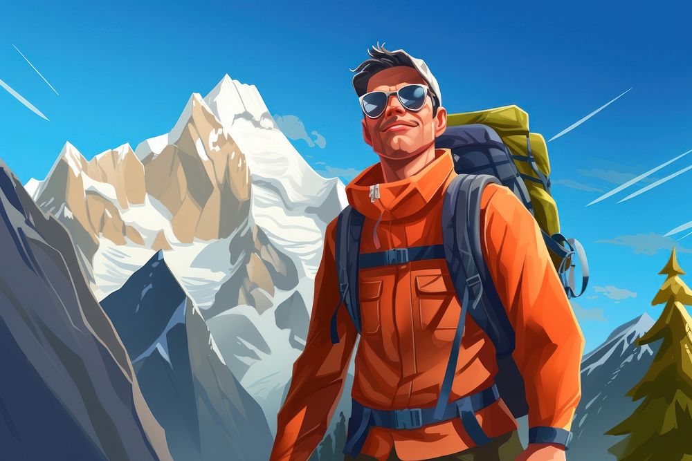 Mountain adventure outdoors cartoon. AI generated Image by rawpixel.