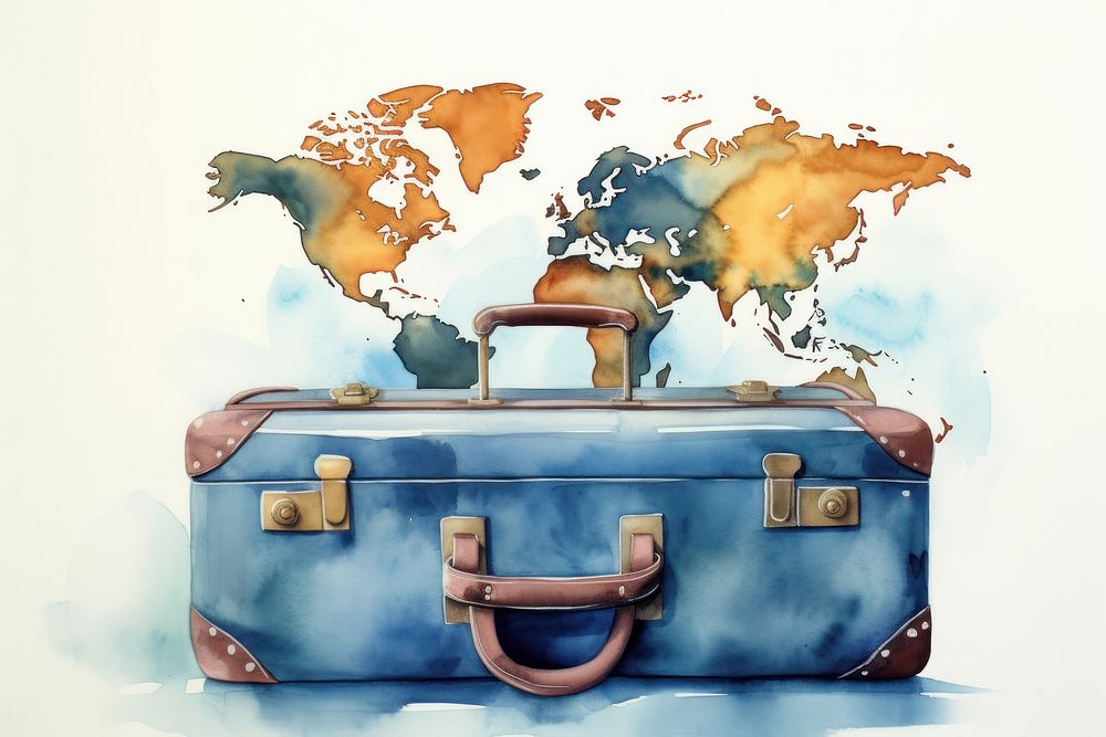 Luggage suitcase world map. AI generated Image by rawpixel.