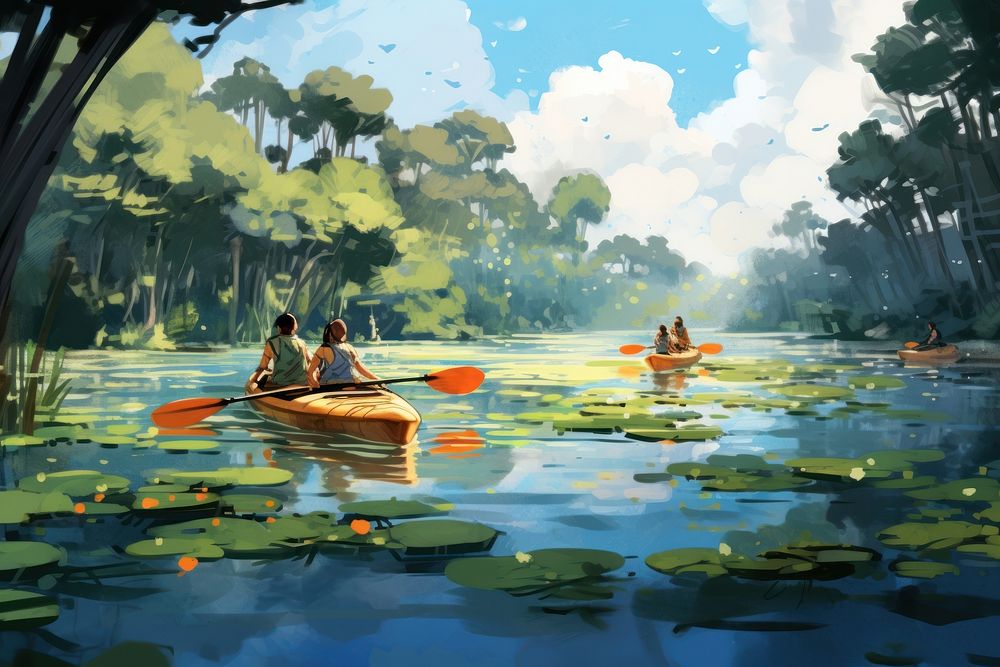 Kayaking nature outdoors vehicle. AI generated Image by rawpixel.
