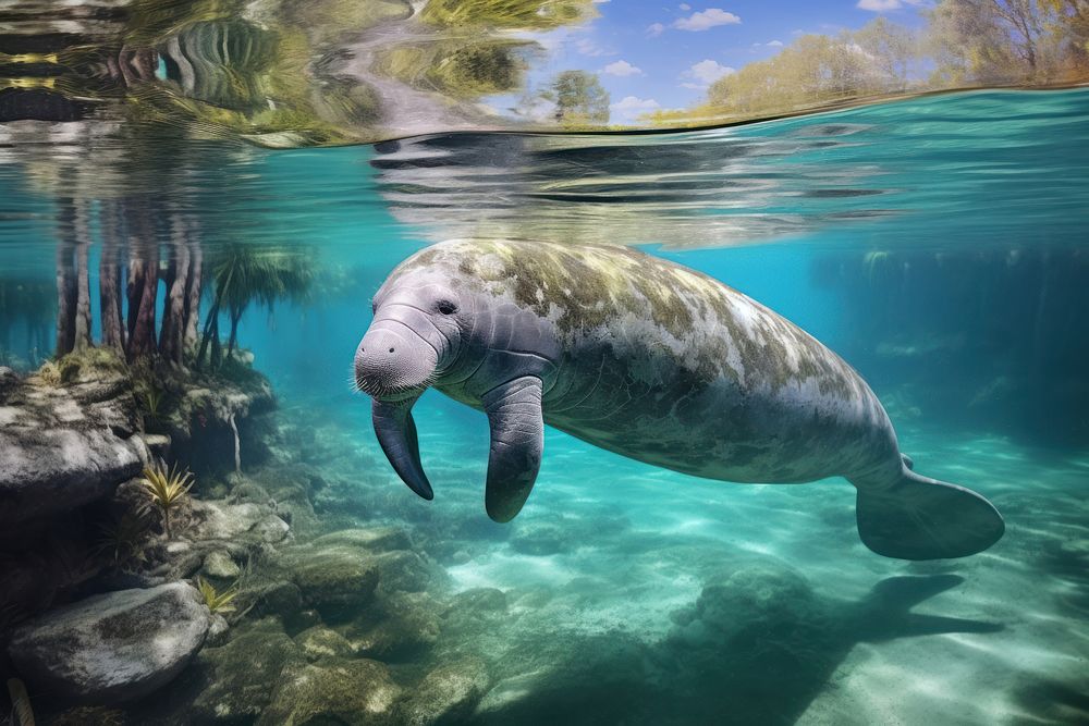 Outdoors manatee nature animal. 