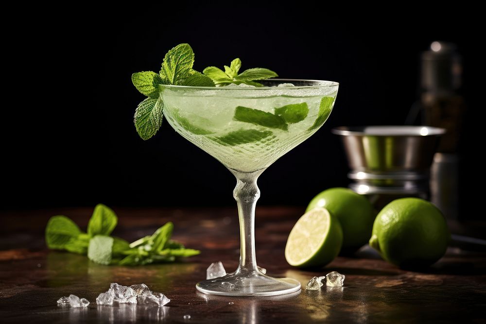 Cocktail lime martini alcohol. AI generated Image by rawpixel.