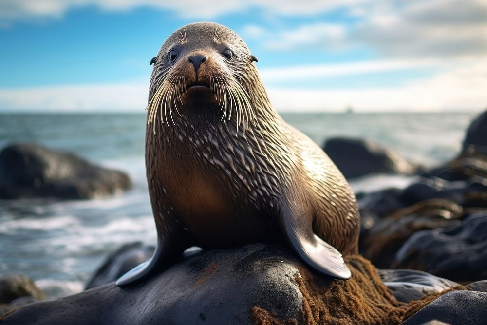 Seal animal mammal land. AI generated Image by rawpixel.
