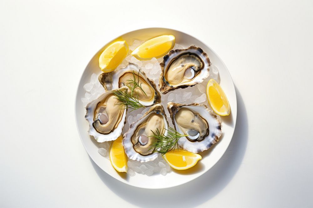 Oyster plate seafood lemon. AI generated Image by rawpixel.