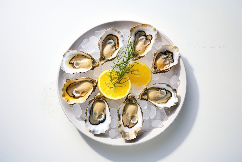 Oyster plate seafood lemon. 