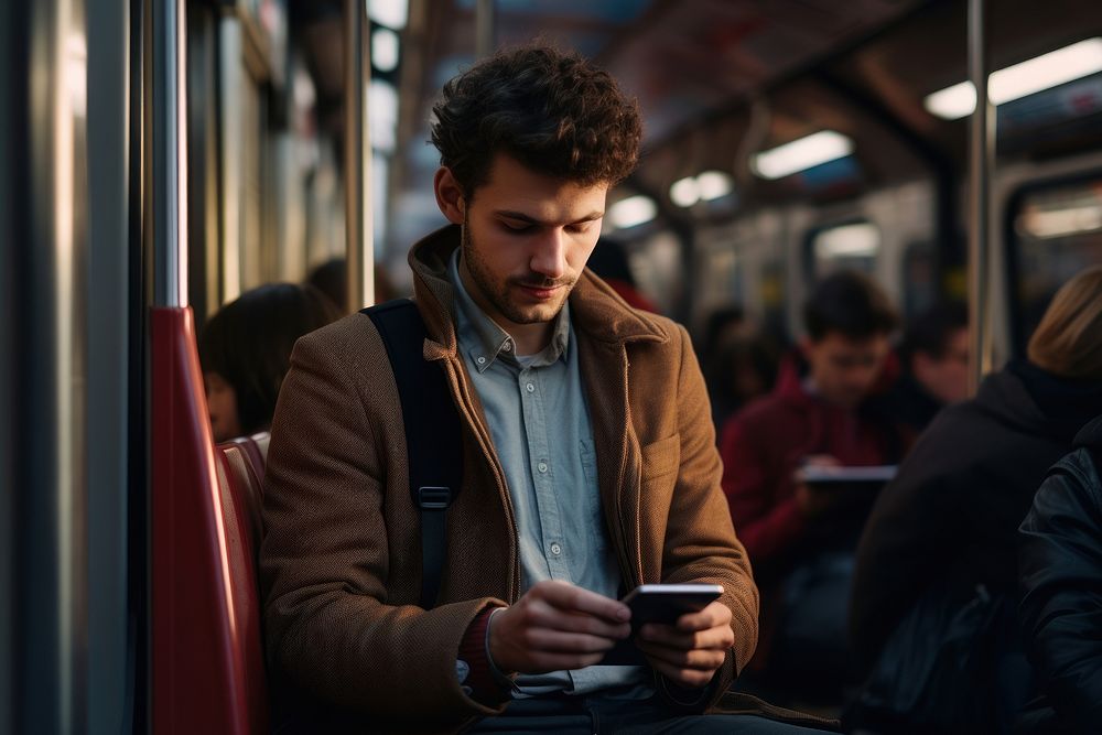 Train adult phone man. AI generated Image by rawpixel.