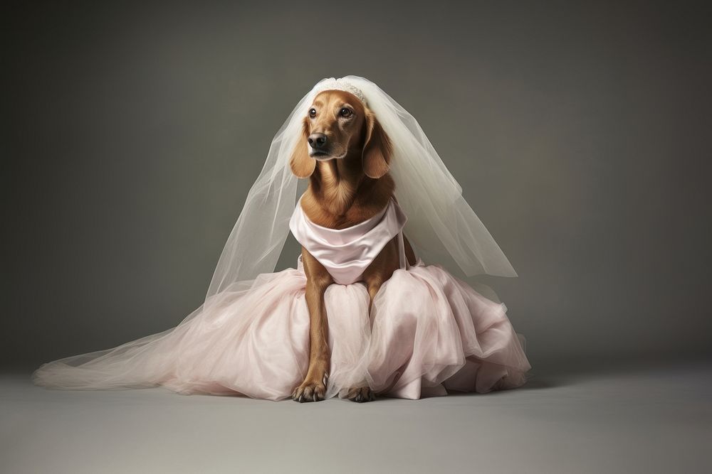 Wedding dress dog portrait. AI generated Image by rawpixel.