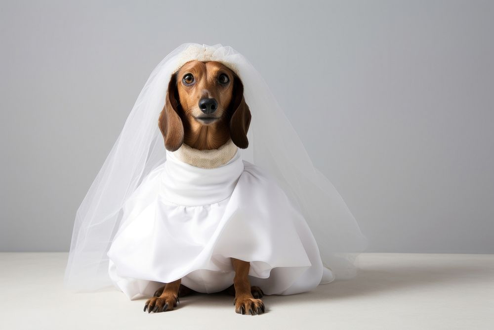 Wedding dress dog portrait. 