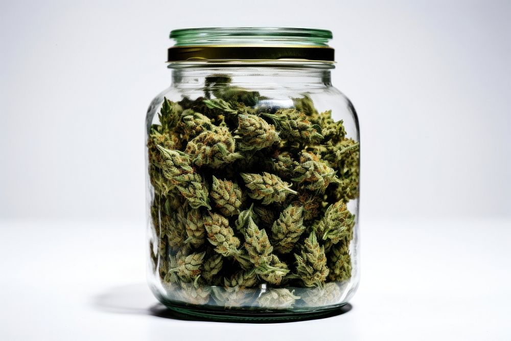 Jar narcotic cannabis glass. 