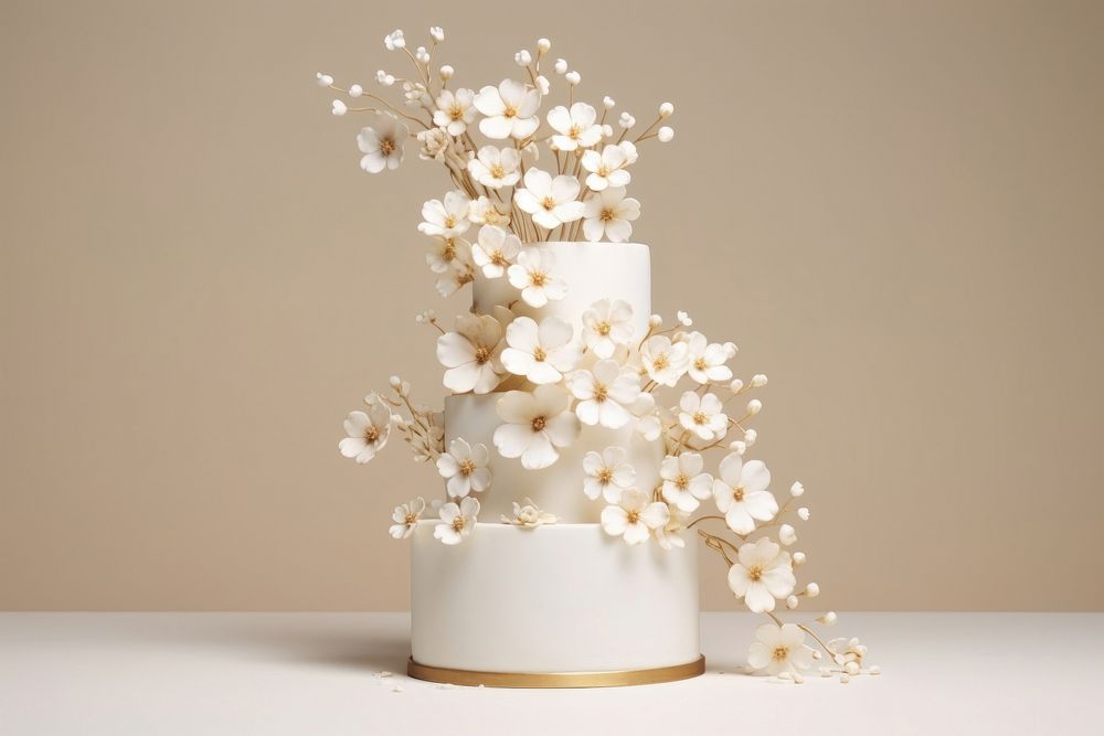 Wedding flower cake dessert. AI generated Image by rawpixel.