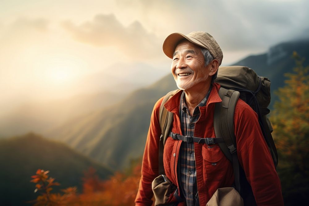Outdoors nature hiking smile. AI generated Image by rawpixel.