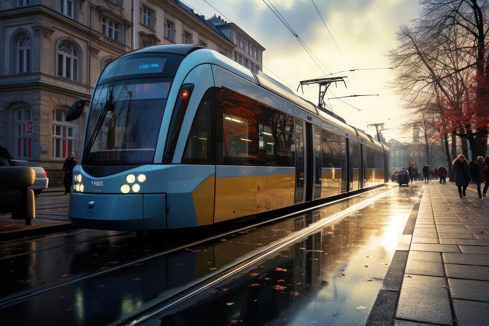 Tram railway vehicle train. AI generated Image by rawpixel.