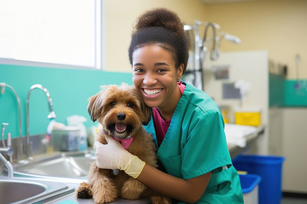 Veterinarian doctor care dog. AI generated Image by rawpixel.