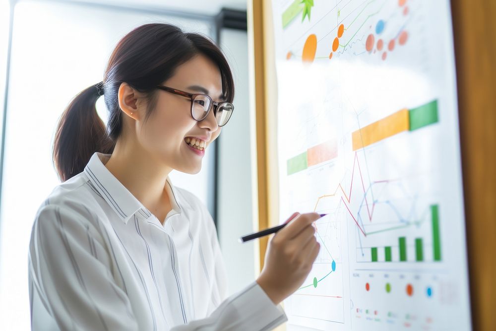 Businesswoman during presentation. 