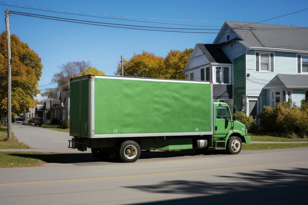 Truck vehicle green road.