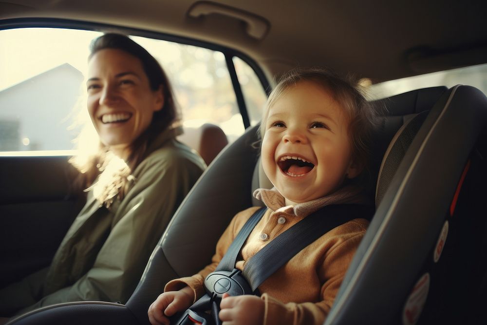 Baby laughing vehicle happy. AI generated Image by rawpixel.