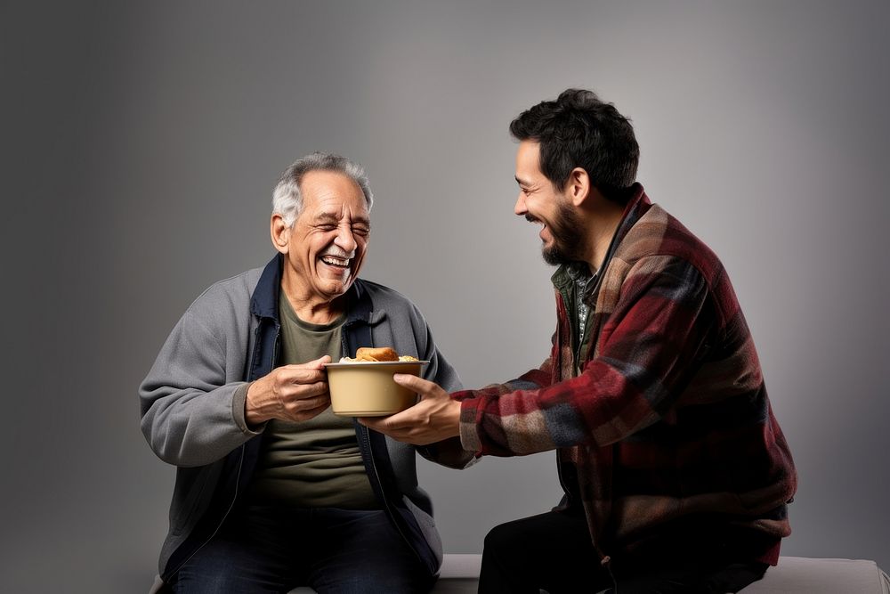 Laughing coffee adult man. 