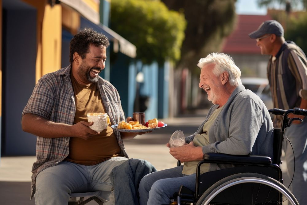 Wheelchair adult man transportation. AI generated Image by rawpixel.